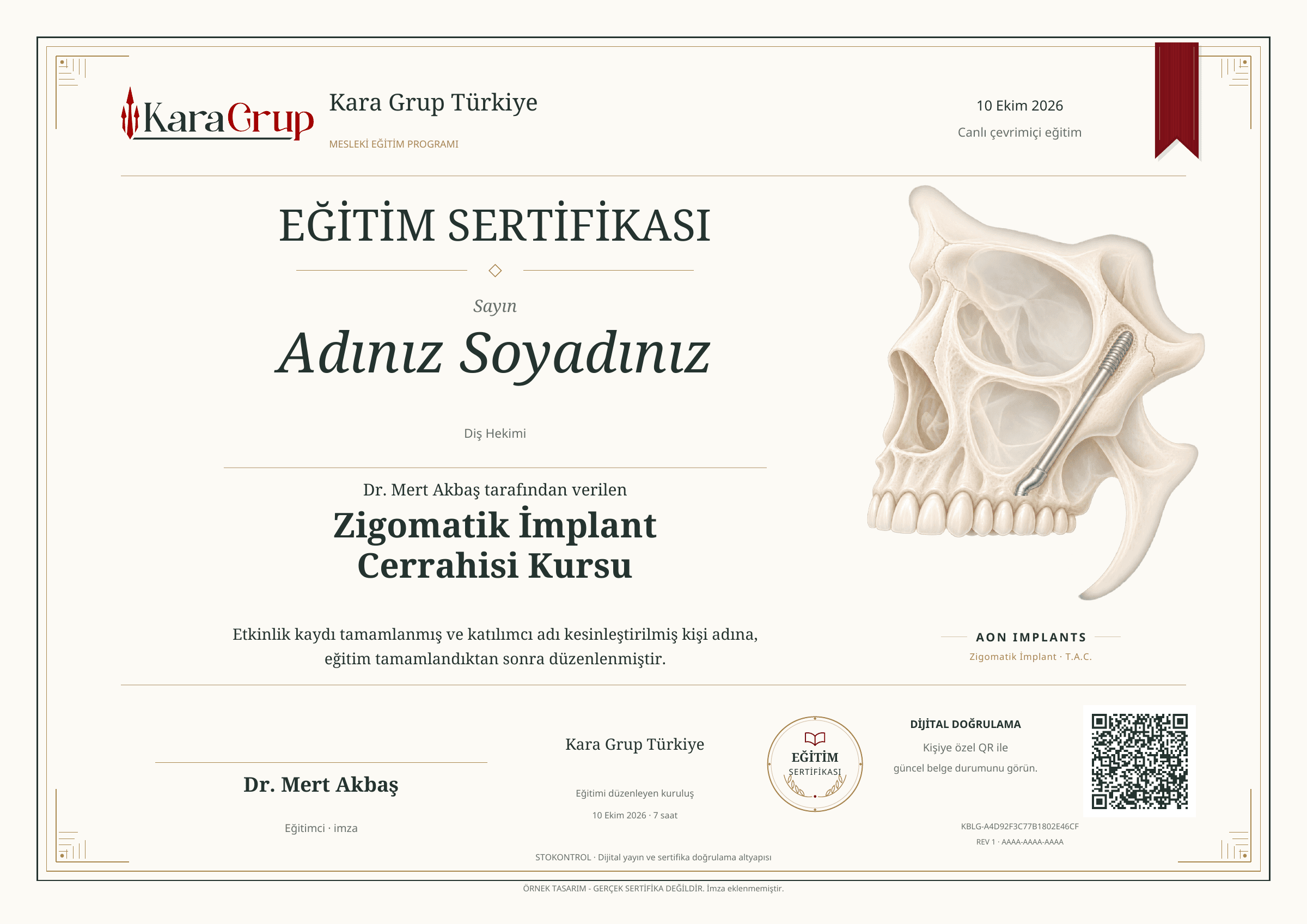 Preview of a personal QR-verifiable training certificate